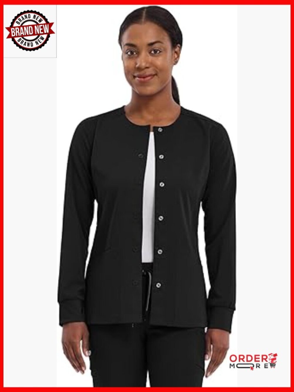 Snap Front Scrub Jacket 2-Way Stretch 5 Pocket Medical Uniform Size XXL